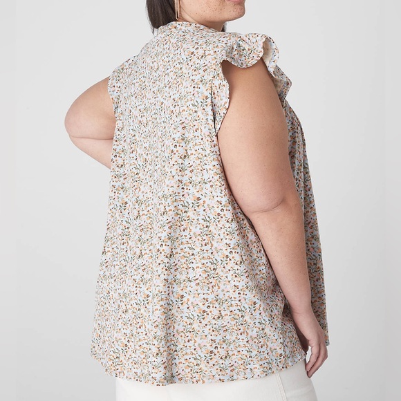 Lane Bryant Swing Ruffle Lace Yoke Top - Picture 2 of 6